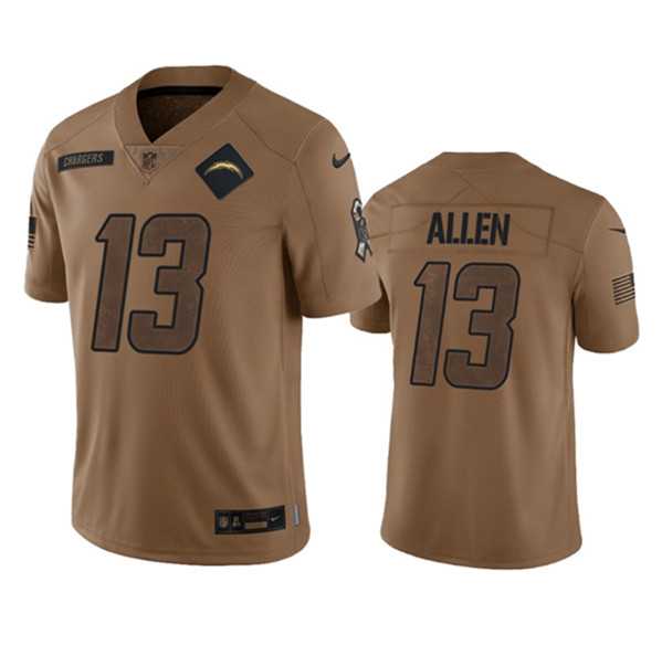Men%27s Los Angeles Chargers #13 Keenan Allen 2023 Brown Salute To Service Limited Football Stitched Jersey Dyin
